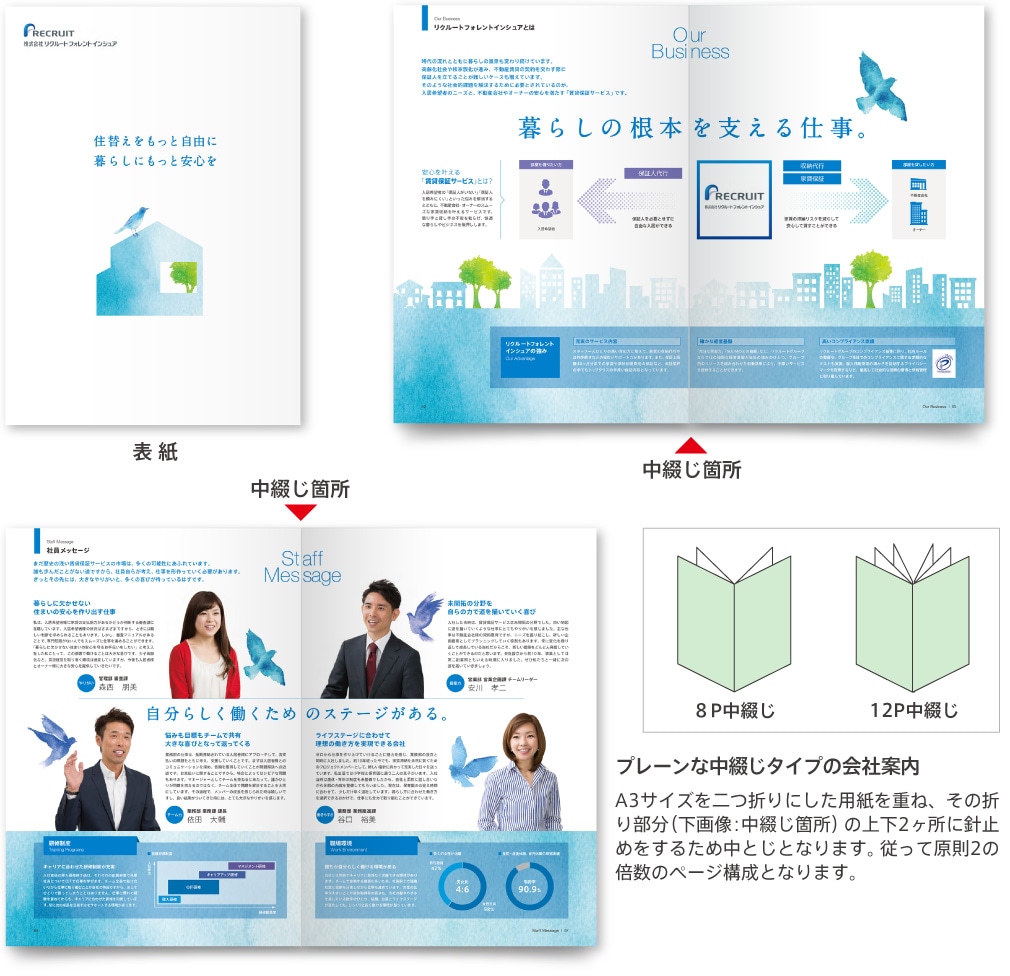 中綴じタイプ会社案内・企業パンフレット