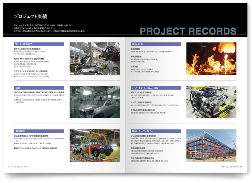 自動車プラント・エンジニアリング会社 会社案内デザイン