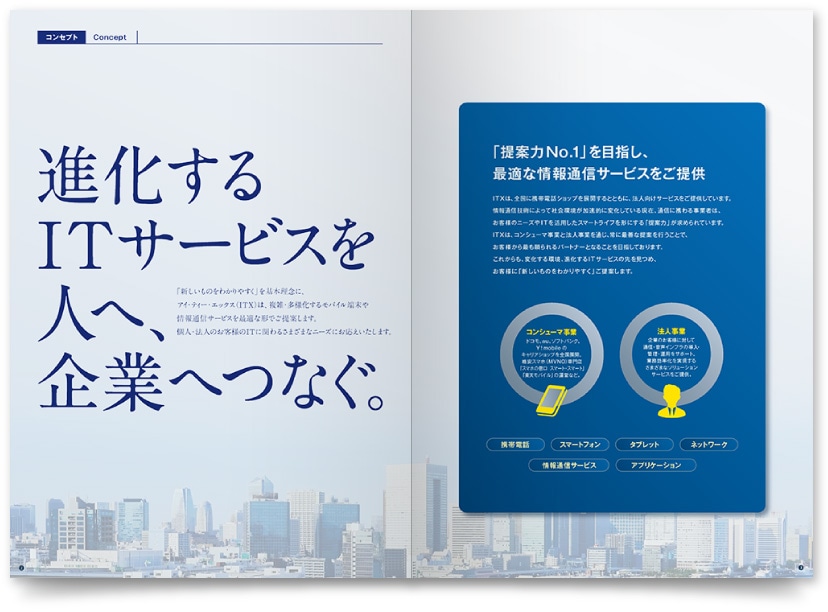 通信情報起業の会社案内作成