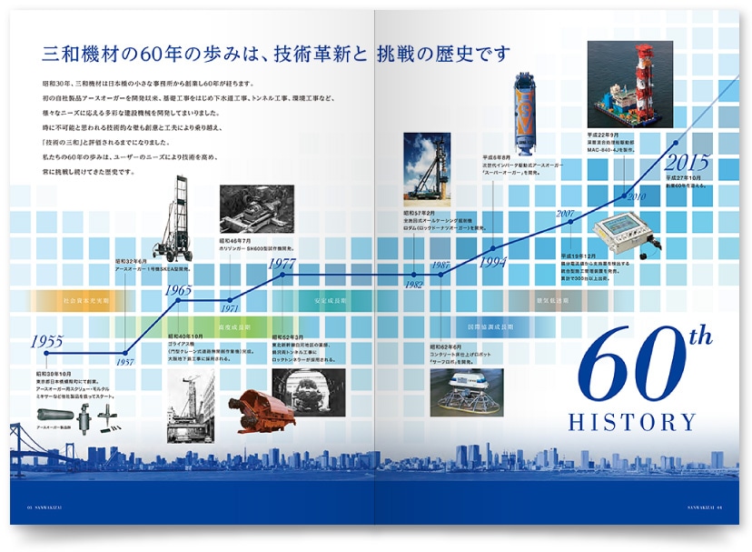 掘削機器メーカーの会社案内パンフレット作成