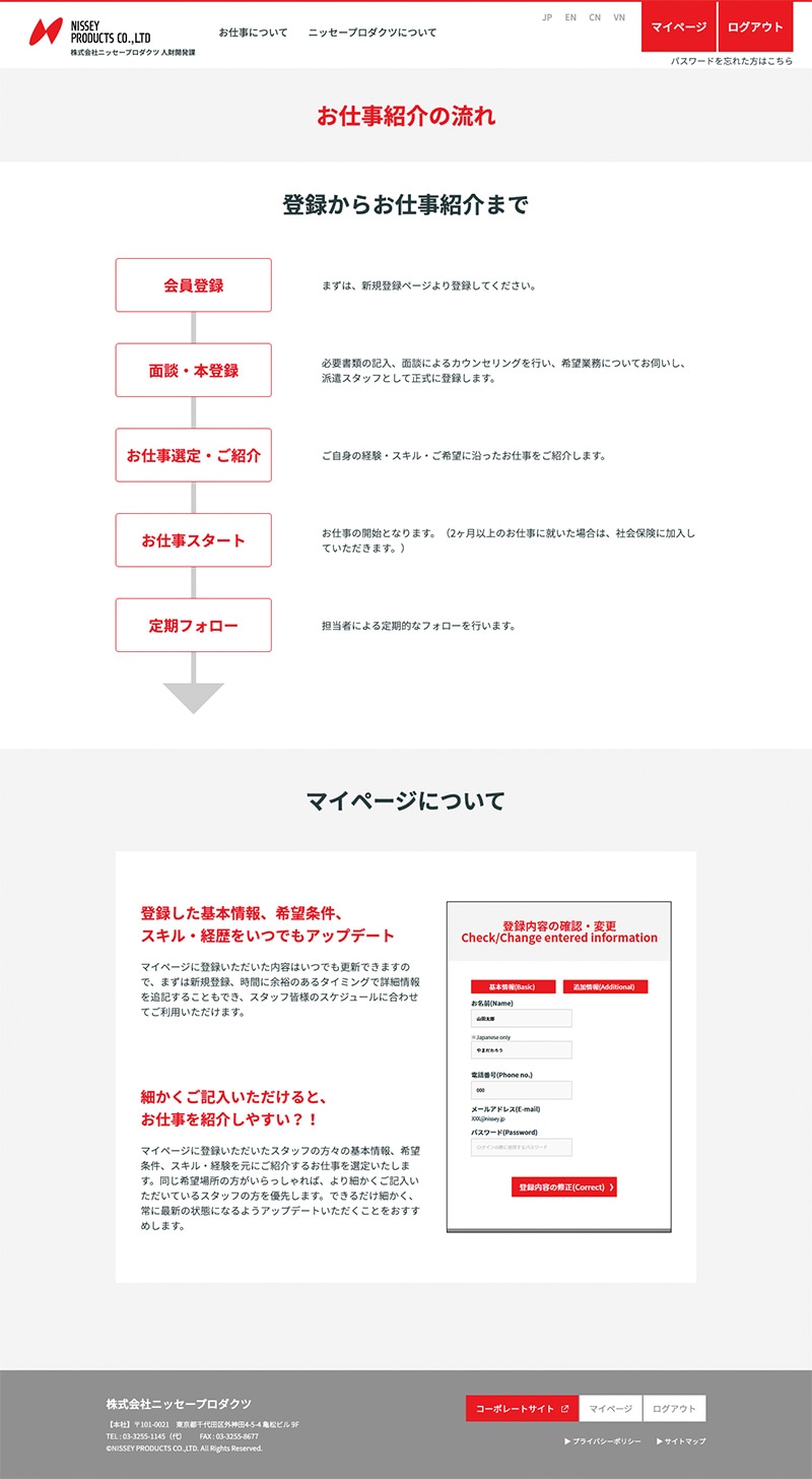 株式会社ニッセープロダクツ様・派遣スタッフ登録サイト