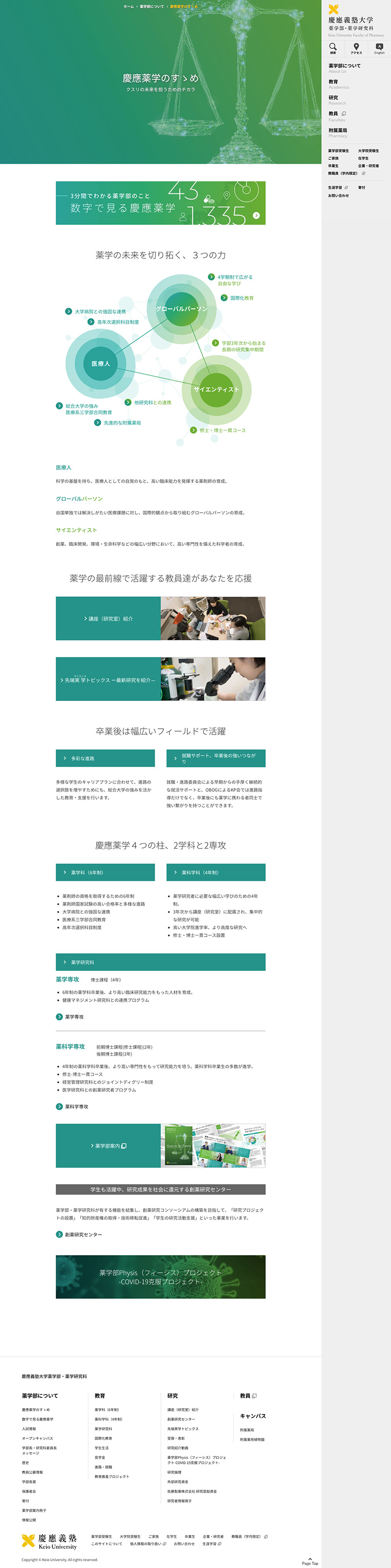 慶應義塾大学 薬学部・薬学研究科様・Webサイト