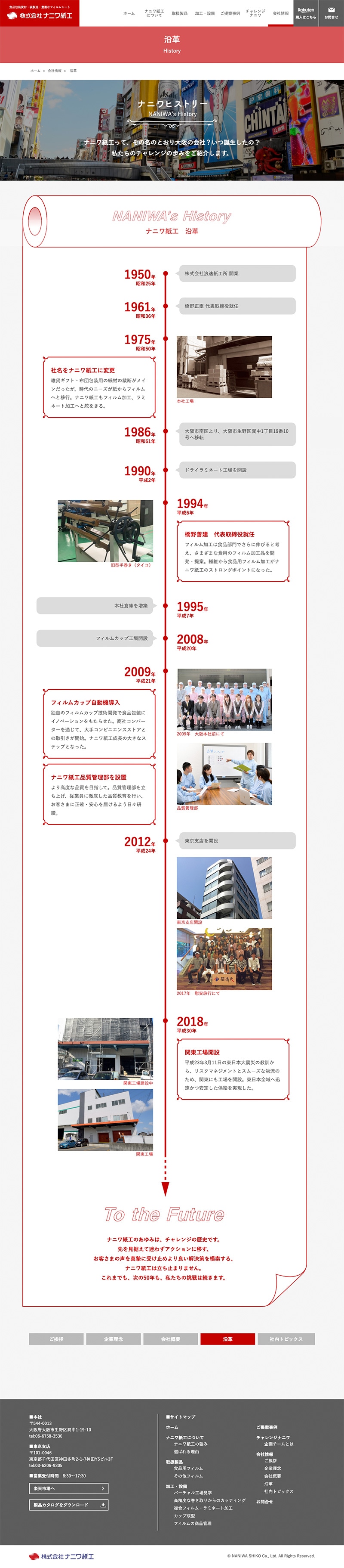 株式会社ナニワ紙工様・Webサイト